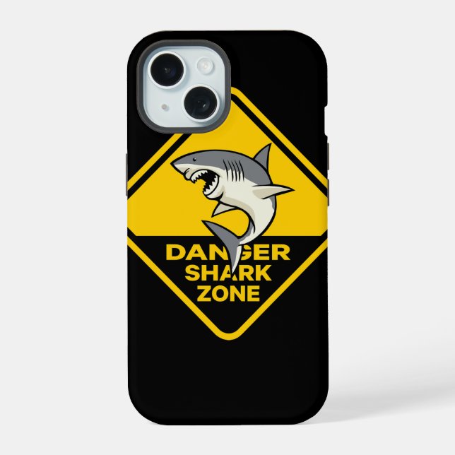 Danger Shark Zone iPhone 15 Case (Back)