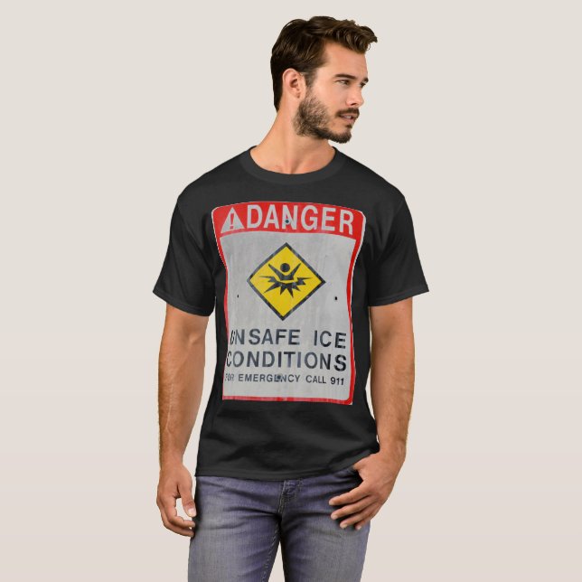 Danger Unsafe Ice Men's Basic Dark T-Shirt (Front Full)