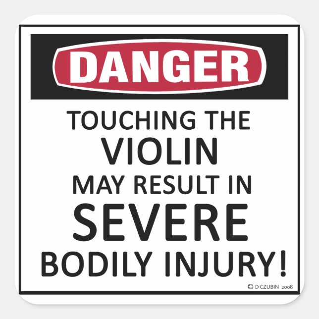 Danger Violin Square Sticker (Front)