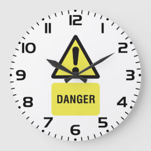 Danger Warning Sign Yellow Triangle Exclamation Large Clock