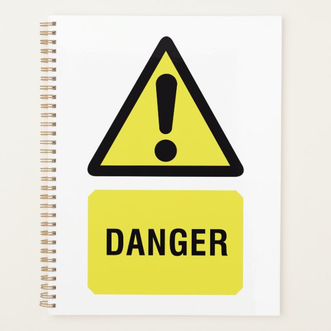 Danger Warning Sign Yellow Triangle Exclamation Planner (Front)