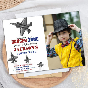 Danger Zone Fighter Jet Anniversaire Invitations p