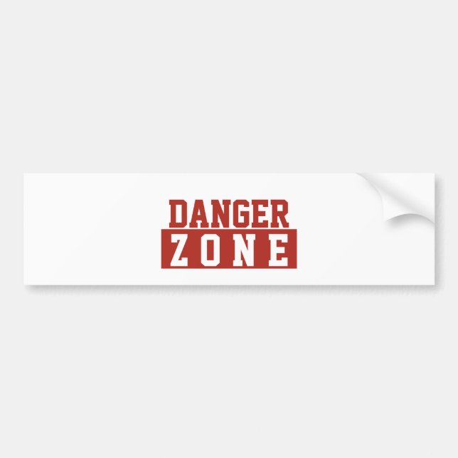 Danger Zone / Minimalist Modern Plain Red White Bumper Sticker (Front)
