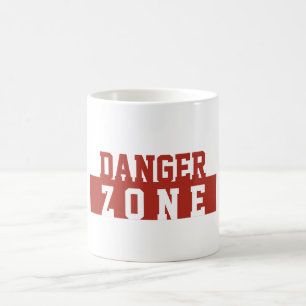 Danger Zone / Minimalist Modern Plain Red White Coffee Mug