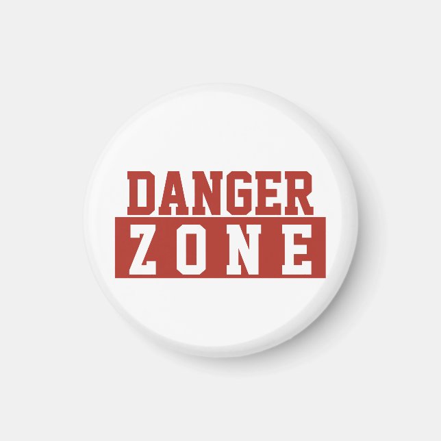 Danger Zone / Minimalist Modern Plain Red White Magnet (Front)
