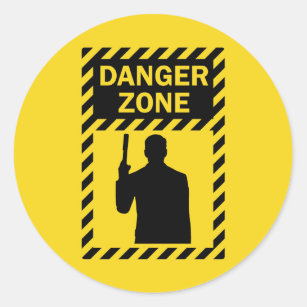 DANGER ZONE! - Sign and Silhouette Classic Round Sticker