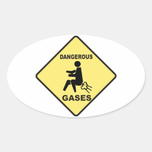 Dangerous Gases Oval Sticker