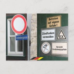 dangerous Germany banning sign Postcard