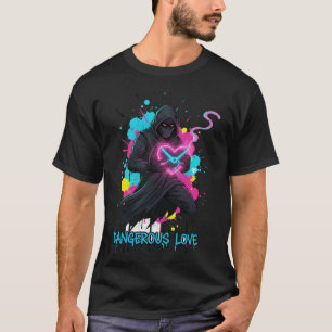 Dangerous Love Neon Heart Urban Graffiti Graphic T T-Shirt