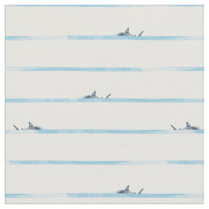 Dangerous Stripes shark in the sea deep water Fabric
