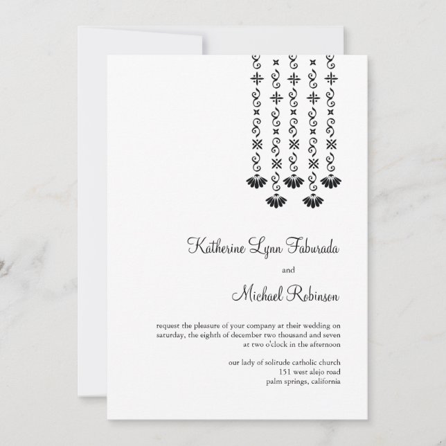 Dangling Flowers and Sparkles Wedding Invitation (Front)