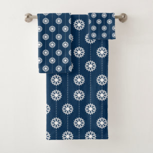 Dangling Little Stars over Navy Blue Bath Towel Set