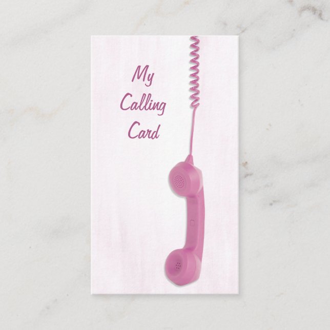 Dangling Pink Telephone Receiver Business Card (Front)