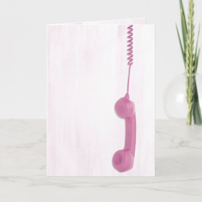 Dangling Pink Telephone Receiver  Card (Front)
