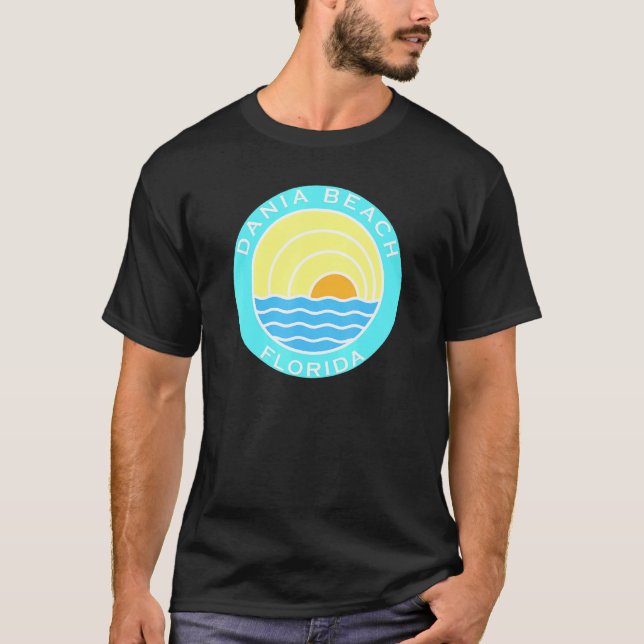 Dania Beach Florida Retro Sunset T-Shirt (Front)