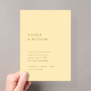 Danice Butter Yellow Modern Wedding Acrylic Invitations