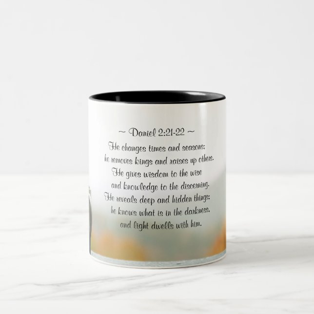 Daniel 2:21-22 He changes times and seasons Two-Tone Coffee Mug (Center)
