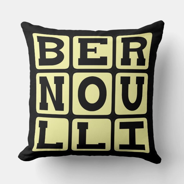 Daniel Bernoulli, of the Bernoulli Principle Throw Pillow (Front)