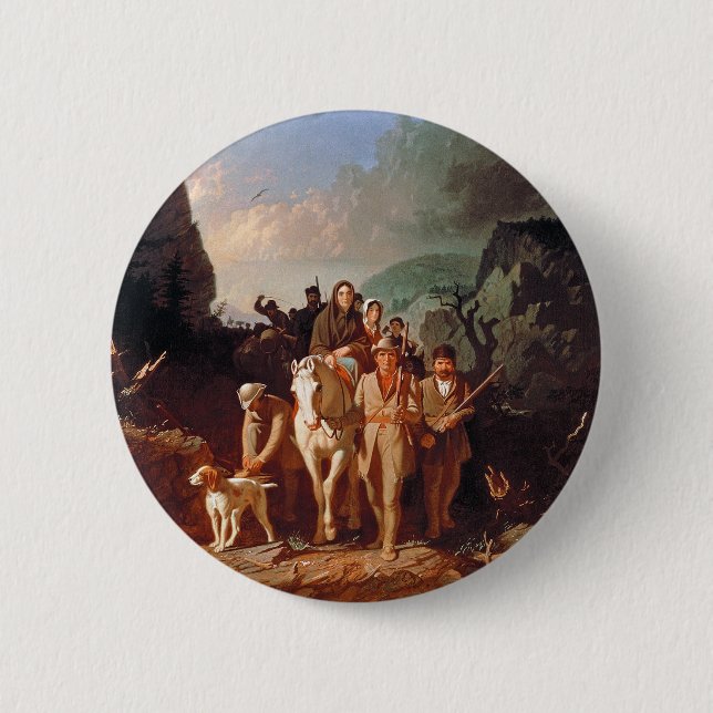 Daniel Boone escorting settlers  2 Inch Round Button (Front)