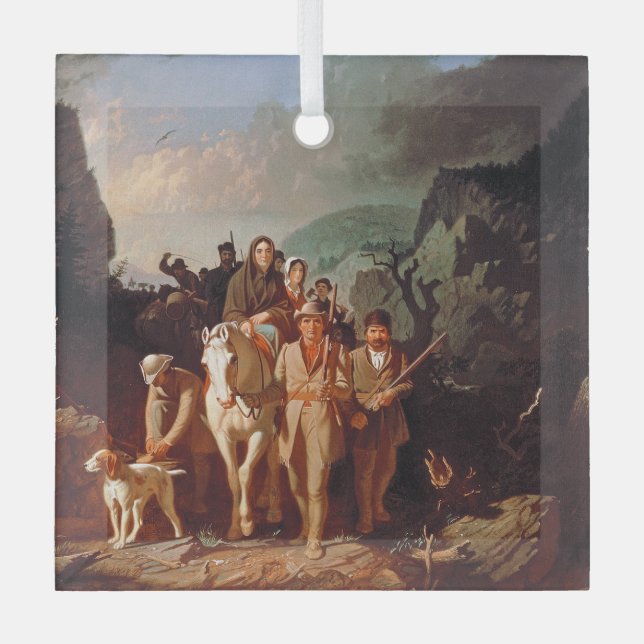 Daniel Boone escorting settlers  Glass Ornament (Front)
