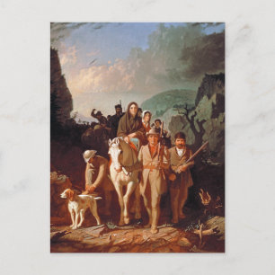 Daniel Boone escorting settlers  Postcard