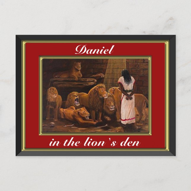 Daniel debout dans les lions den carte postale rou (Devant)