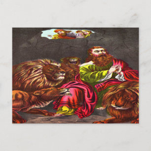 Daniel in the lion`s den postcard