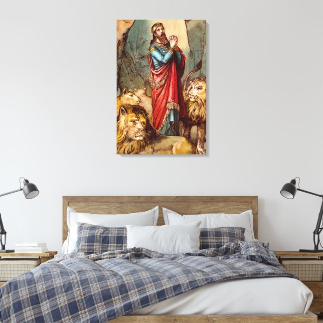 Daniel in the lion`s den Wrapped Canvas (Insitu(Bedroom))