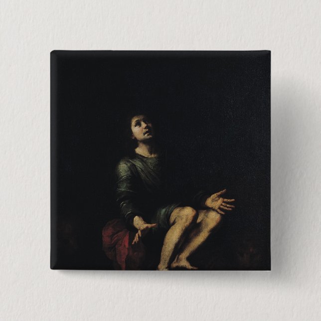 Daniel in the Lions' Den 2 Inch Square Button (Front)