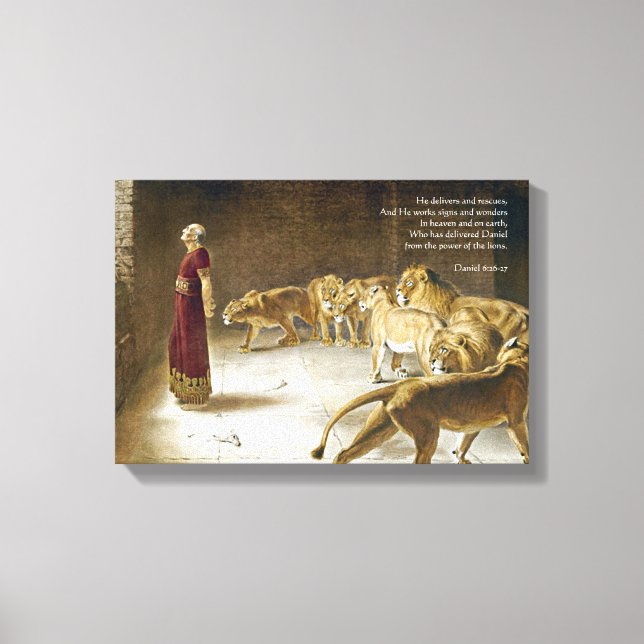 Daniel in the Lion's Den Bible Art Scripture Canvas Print (Front)