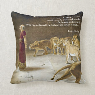 Daniel in the Lion's Den Bible Art Scripture Throw Pillow