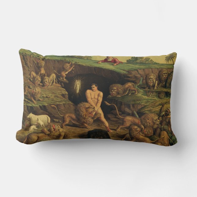 Daniel in the Lions' Den Lumbar Pillow (Front)