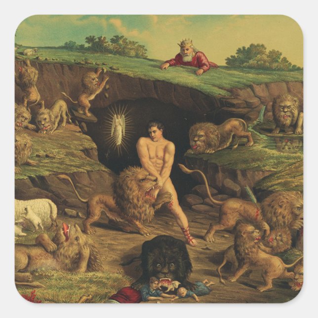 Daniel in the Lions' Den Square Sticker (Front)
