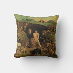 Daniel in the Lions' Den Throw Pillow