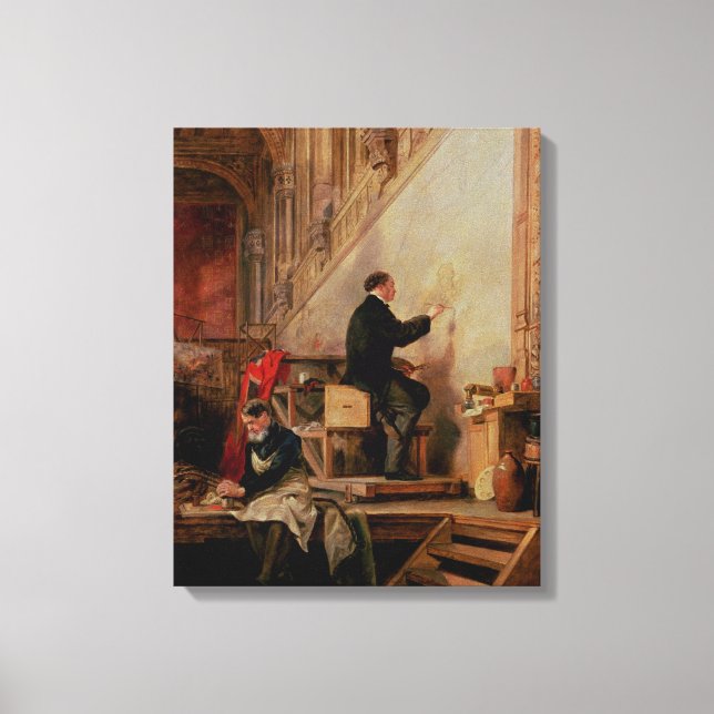 Daniel Maclise  painting his mural Canvas Print (Front)