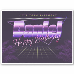 Daniel Name Vorname lila retro Sticker Geburtstag