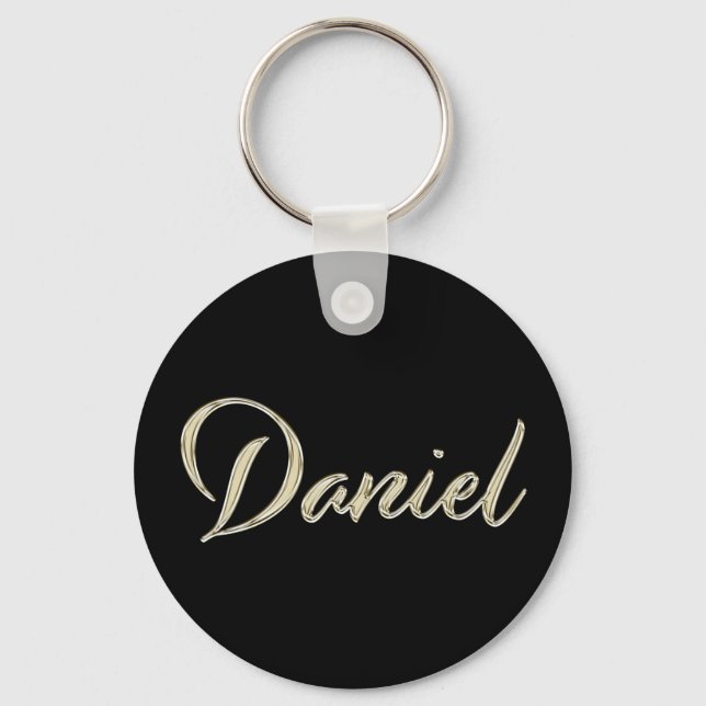 Daniel Name whitegold Button Schlüsselanhänger Keychain (Front)