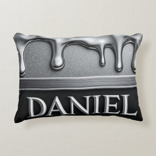 Daniel Name with Dripping Liquid Metal Accent Pillow