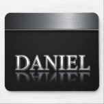 Daniel Name with Dripping Liquid Metal Mouse Pad<br><div class="desc">Polished chrome nameplate reading Daniel with dripping liquid metal and strong reflective highlights. Embossed 3D typography on a sleek dark background evokes luxury,  modern branding,  industrial design and custom identity.</div>