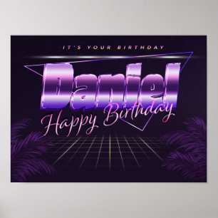 Daniel Nom Vorname lila retro Poster Geburtstag