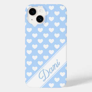 Daniela Name Template, Cute Pastel Blue And White Case-Mate iPhone 14 Case