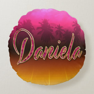 Daniela Vorname Name golden pink Kissen Round Pillow