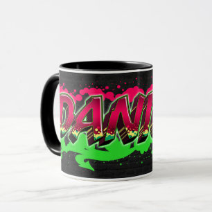 Daniela Vorname Name Graffiti red green Tasse Mug