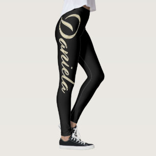 Daniela white gold Handwriting Hose Leggings