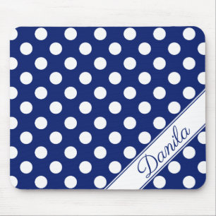 Danila Custom Name Template Dark Blue White Dots Mouse Pad