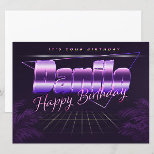 Danilo Nom Prénom lila retro Carte Anniversaire