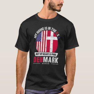 Danish American Patriot Heart Is From Denmark Grow T-Shirt