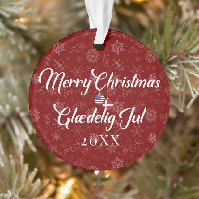 Danish American With Custom Year Bilingual Ornament (Tree)