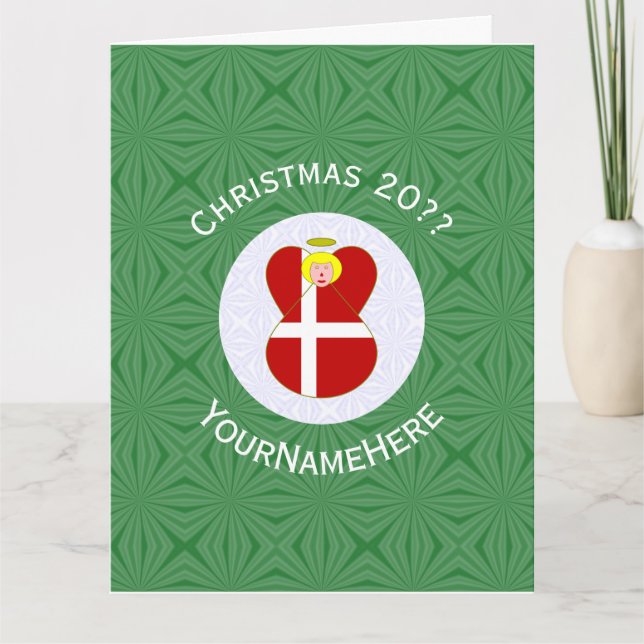Danish Angel Christmas Flag Personalized  Card (Front)