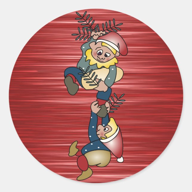 Danish Christmas Elves Classic Round Sticker (Front)